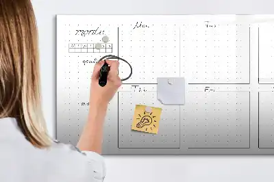 Magnetic glass dry erase board weekly planner