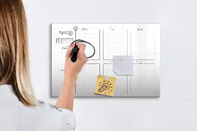 Magnetic glass dry erase board weekly planner