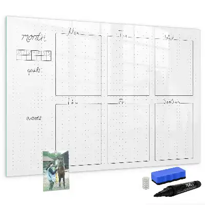 Magnetic glass dry erase board weekly planner