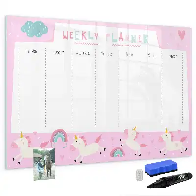 Magnetic marker board children's weekly planner