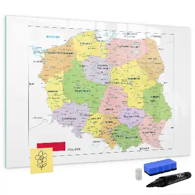 Magnetic marker board with a map of Poland