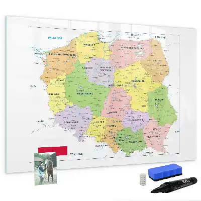 Magnetic marker board with a map of Poland