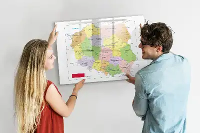 Magnetic marker board with a map of Poland