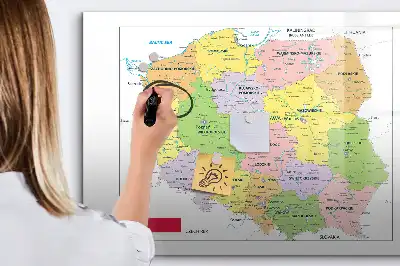 Magnetic marker board with a map of Poland