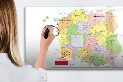 Magnetic marker board with a map of Poland
