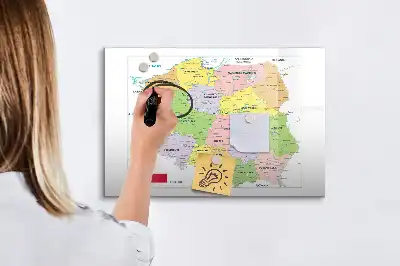 Magnetic marker board with a map of Poland