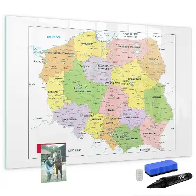Magnetic marker board with a map of Poland