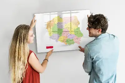 Magnetic glass dry erase board featuring a map of Poland