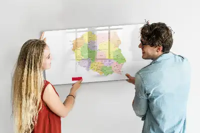 Magnetic glass dry erase board featuring a map of Poland