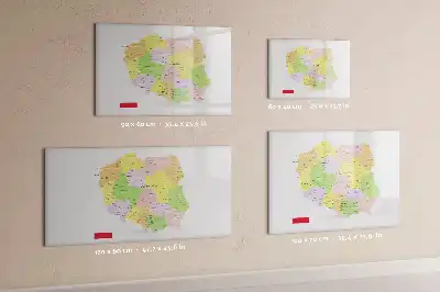 Magnetic glass dry erase board featuring a map of Poland