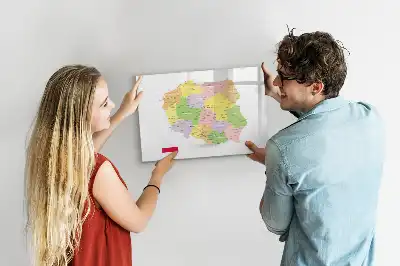 Magnetic glass dry erase board featuring a map of Poland