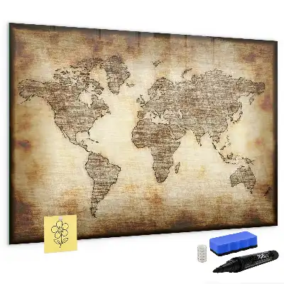 Magnetic marker board old world map design