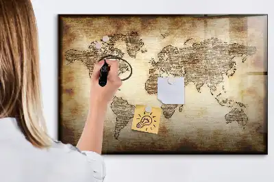 Magnetic marker board old world map design