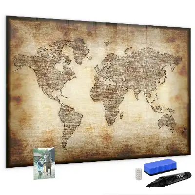 Magnetic marker board old world map design