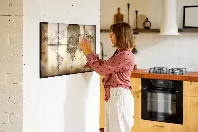 Magnetic marker board old world map design