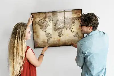 Magnetic marker board old world map design
