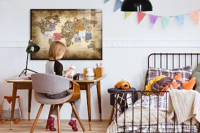 Magnetic marker board old world map design