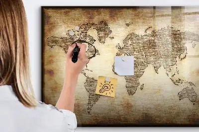 Magnetic marker board old world map design