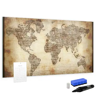 Magnetic marker board old world map design