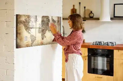 Magnetic marker board old world map design
