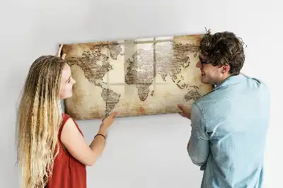 Magnetic marker board old world map design