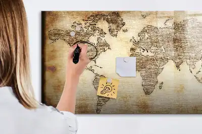 Magnetic marker board old world map design