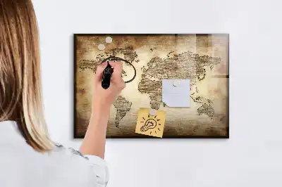 Magnetic marker board old world map design