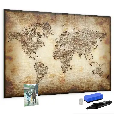 Magnetic marker board old world map design