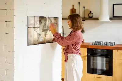 Magnetic marker board old world map design