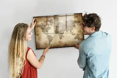 Magnetic marker board old world map design