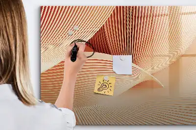Magnetic marker board with abstract wave pattern