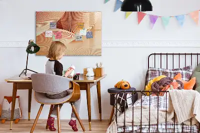 Magnetic marker board with abstract wave pattern