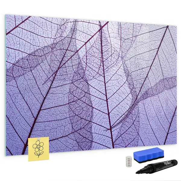 Magnetic glass dry-erase board with nature leaves design