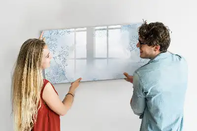 Magnetic glass dry erase board with plant sketch design
