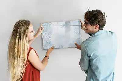 Magnetic glass dry erase board with plant sketch design