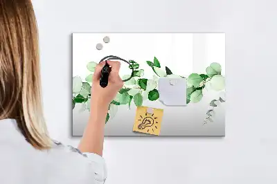 Magnetic marker board with plant branches design