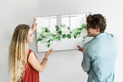 Magnetic marker board with plant branches design
