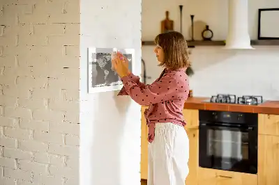 Magnetic glass dry erase board with a brown world map design