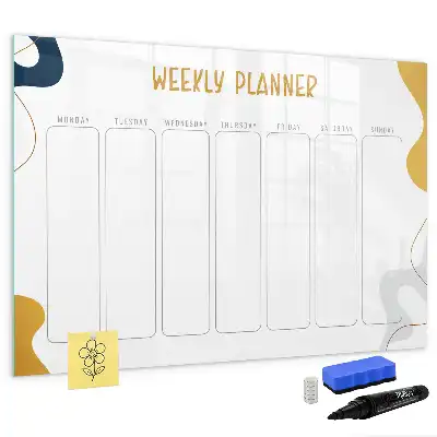 Magnetic glass dry erase board weekly planner