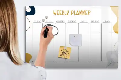 Magnetic glass dry erase board weekly planner