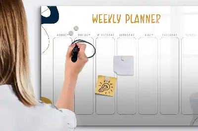 Magnetic glass dry erase board weekly planner