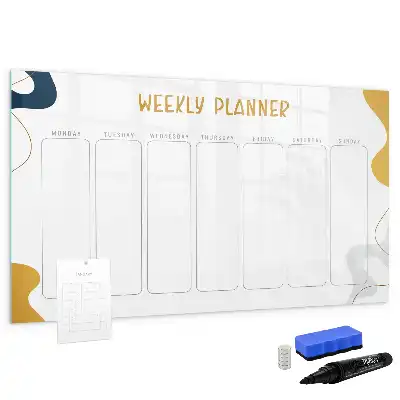 Magnetic glass dry erase board weekly planner