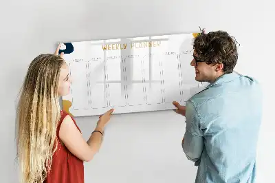 Magnetic glass dry erase board weekly planner