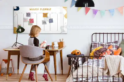 Magnetic glass dry erase board weekly planner