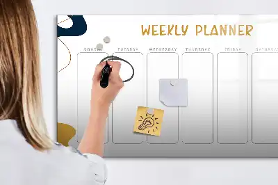 Magnetic glass dry erase board weekly planner