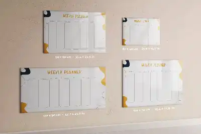 Magnetic glass dry erase board weekly planner