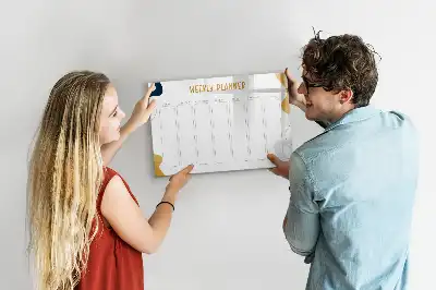 Magnetic glass dry erase board weekly planner