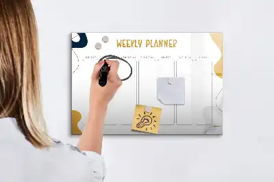 Magnetic glass dry erase board weekly planner