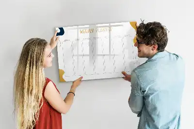Magnetic glass dry erase board weekly planner