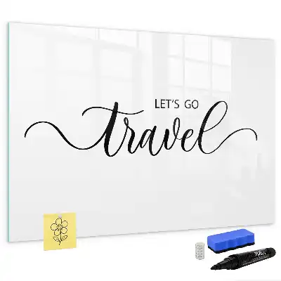 Magnetic glass dry erase board travel text design